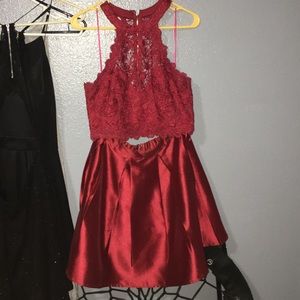 Red two piece dress